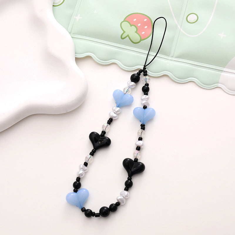 Colorful Heart Bead Phone Wrist Strap