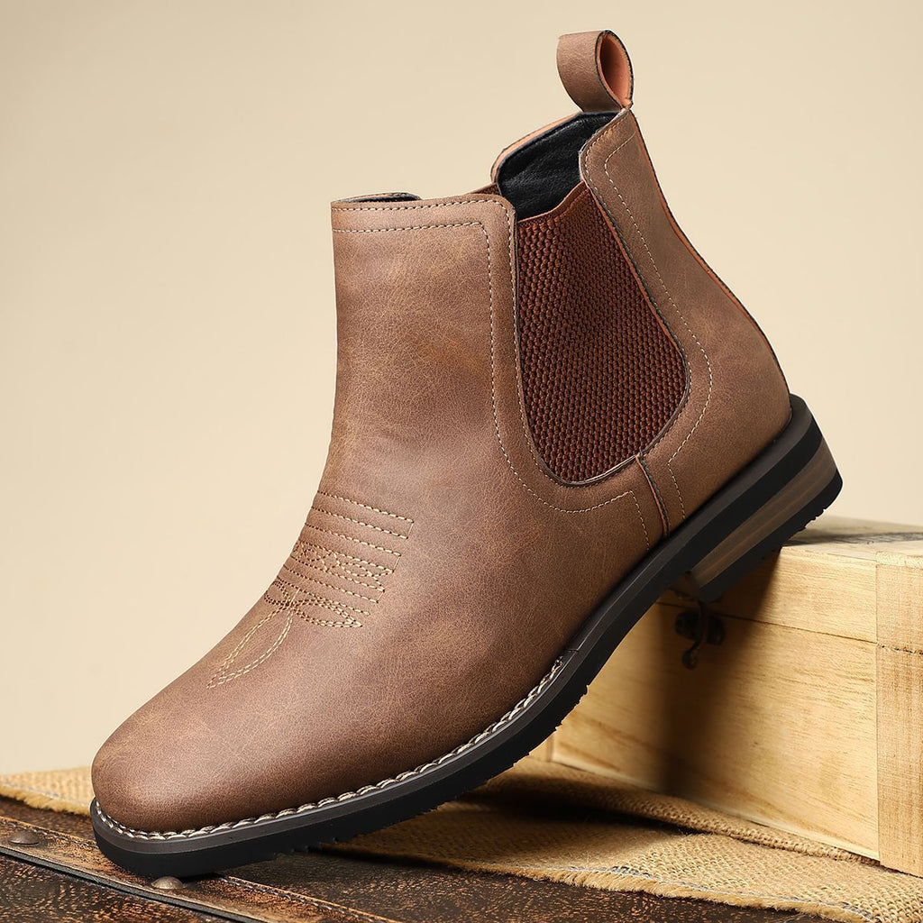 Men's Chelsea Style Faux Leather Mid-Calf Casual Boots teemdrop