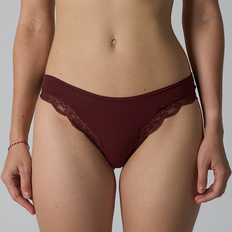 High Elastic Lace Trim Breathable Quick-drying Thong for Women
