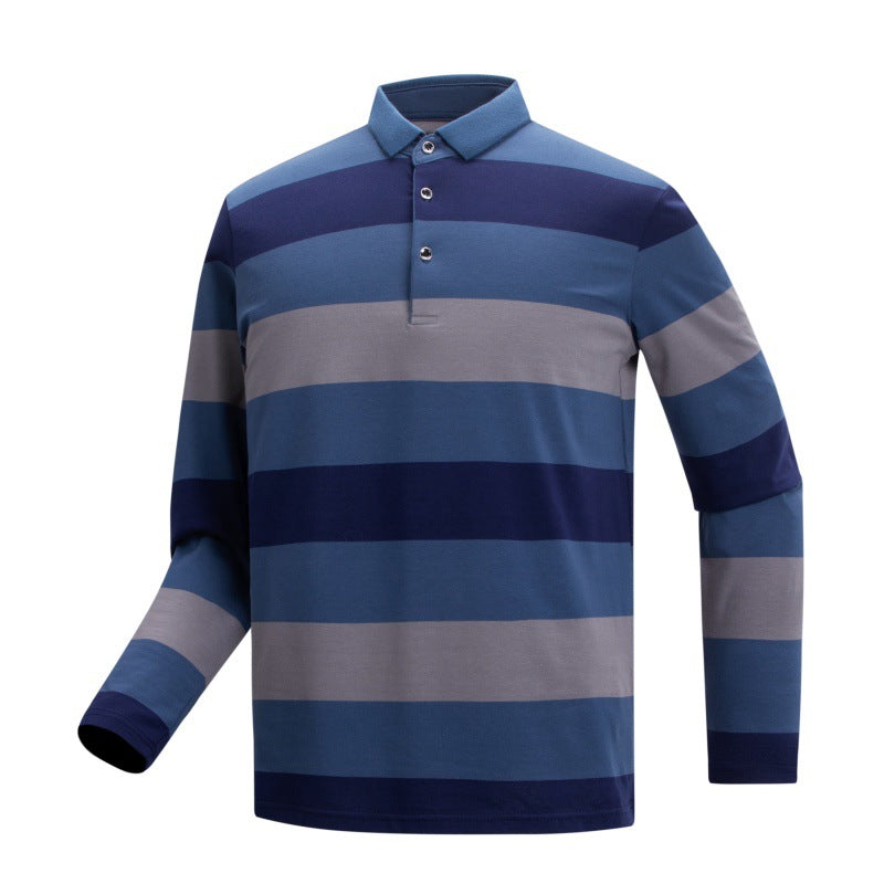 Striped long sleeve T-shirt cotton polo shirt T-shirt men's clothing teemdrop