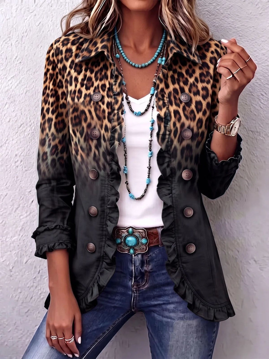 Womens Leopard Print Cardigan