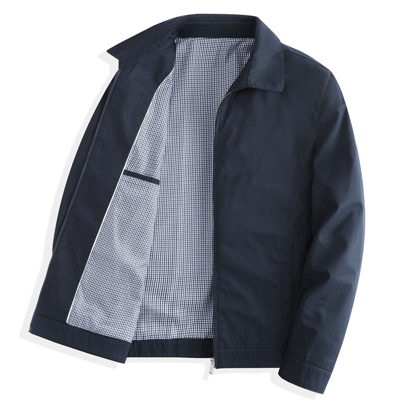 Pure Cotton Lapel Jacket for Men Business Casual Outerwear