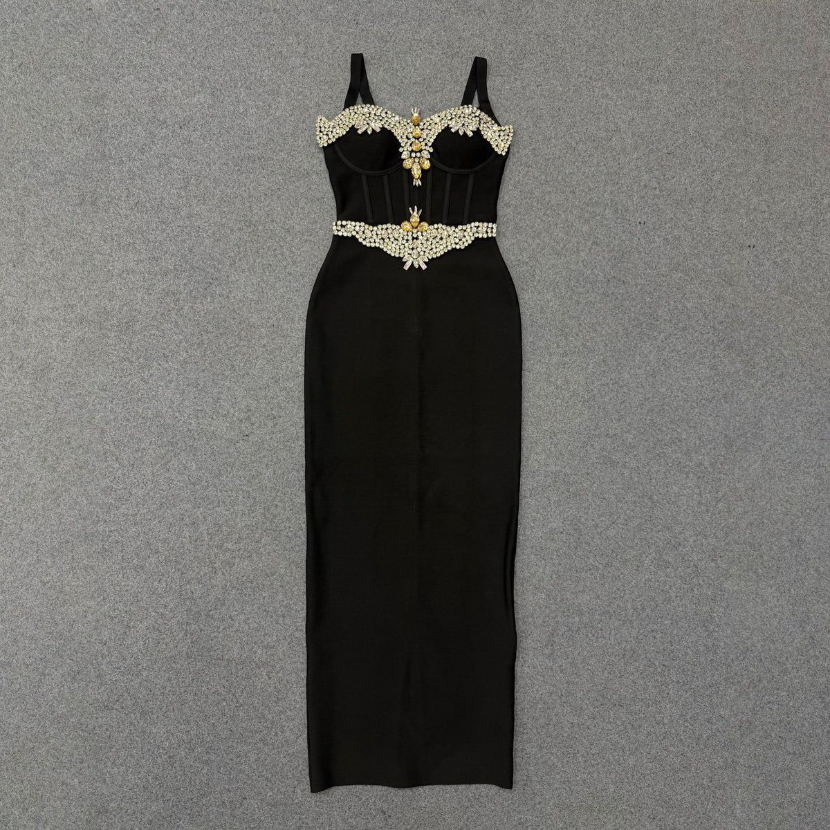 Strapless waist-cinching evening gown teemdrop