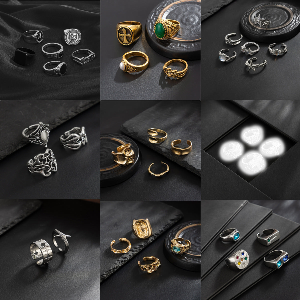 Men's Fashion Alloy Rings Set