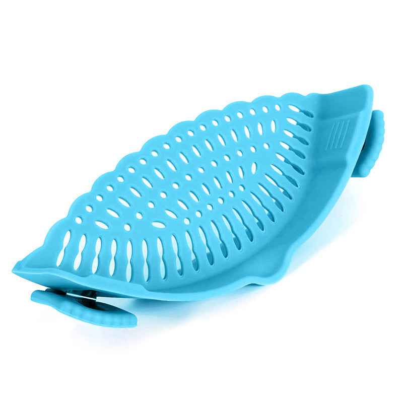 Clip On Silicone Kitchen Strainer Anti Spill Pot Edge Draining Basket teemdrop