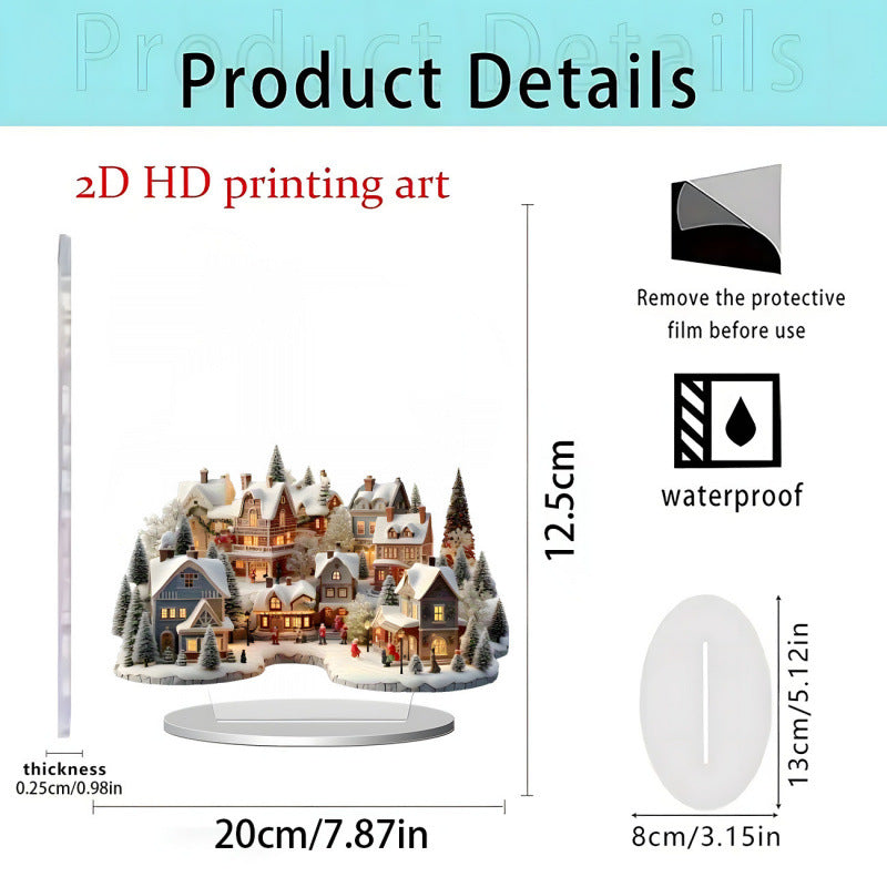 Christmas Carousel 2D Acrylic Stand Holiday Ornament Home Decoration