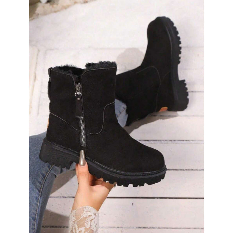 Plus Size Square Heel Mid-Calf Boots with Ultra-High Heel and Skull Pattern teemdrop
