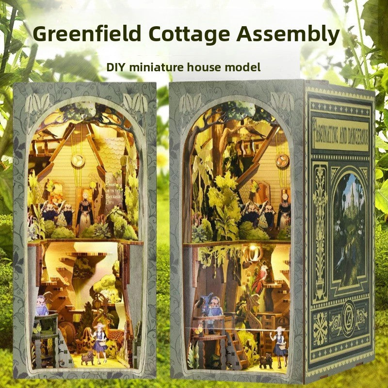 DIY Wooden Miniature Library Cabin Book Nook Building Kit
