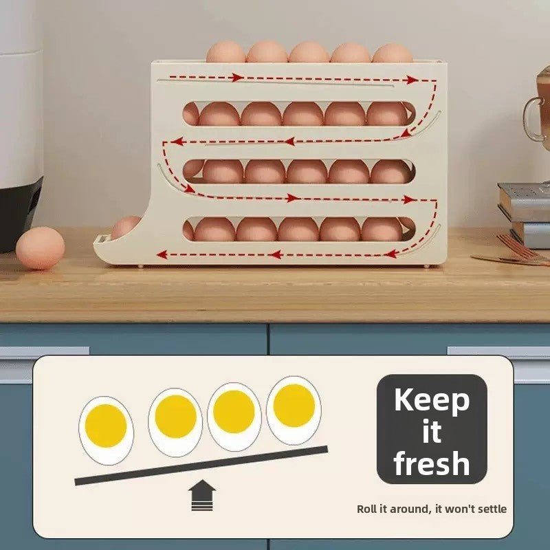 Automatic Gravity-Fed Egg Storage Rack