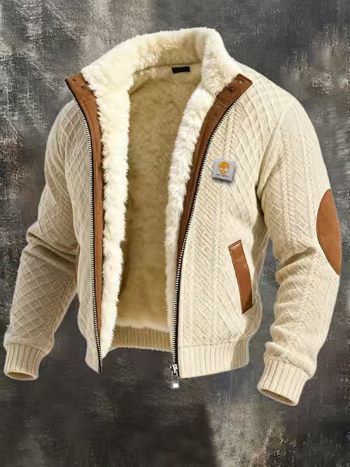 Men's Fleece-Lined Hooded Jacket Winter Thickened Warm Digital Print Zipper Coat teemdrop