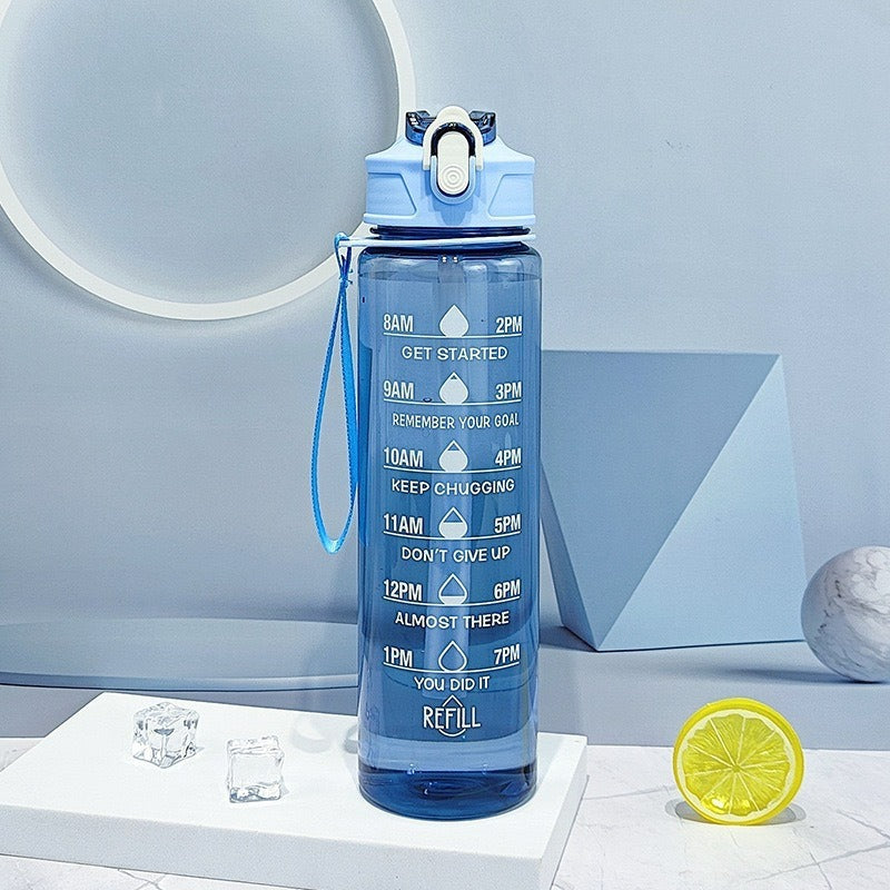 Portable fitness sports drinking straw water bottle teemdrop
