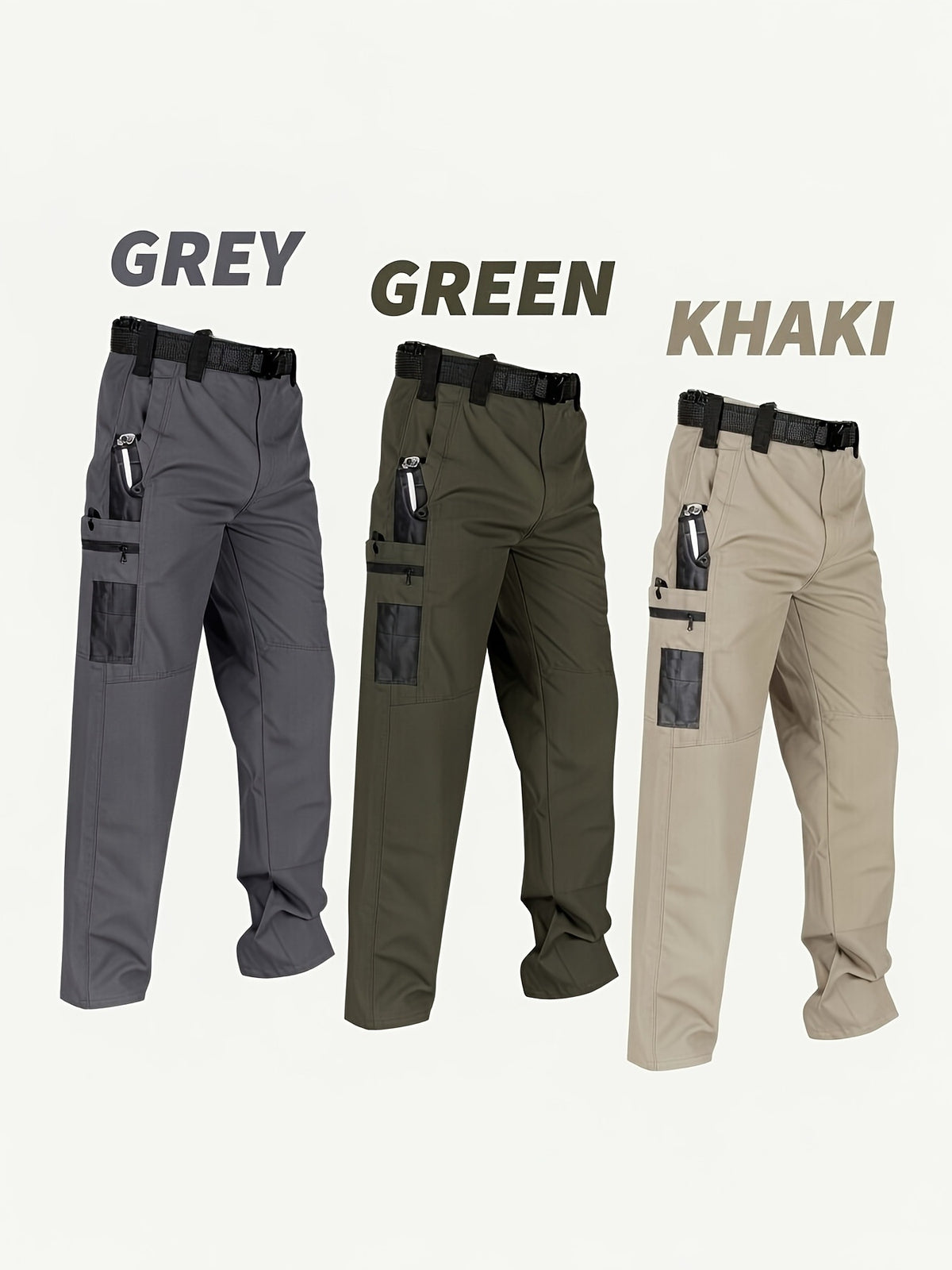 Men's Quick-Dry Tactical Cargo Pants Multi-Pocket Summer Casual Trousers 100% Polyester teemdrop
