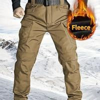Men's Fleece Lined Waterproof Outdoor Hiking Pants, Warm Winter Insulated Snow Pant teemdrop