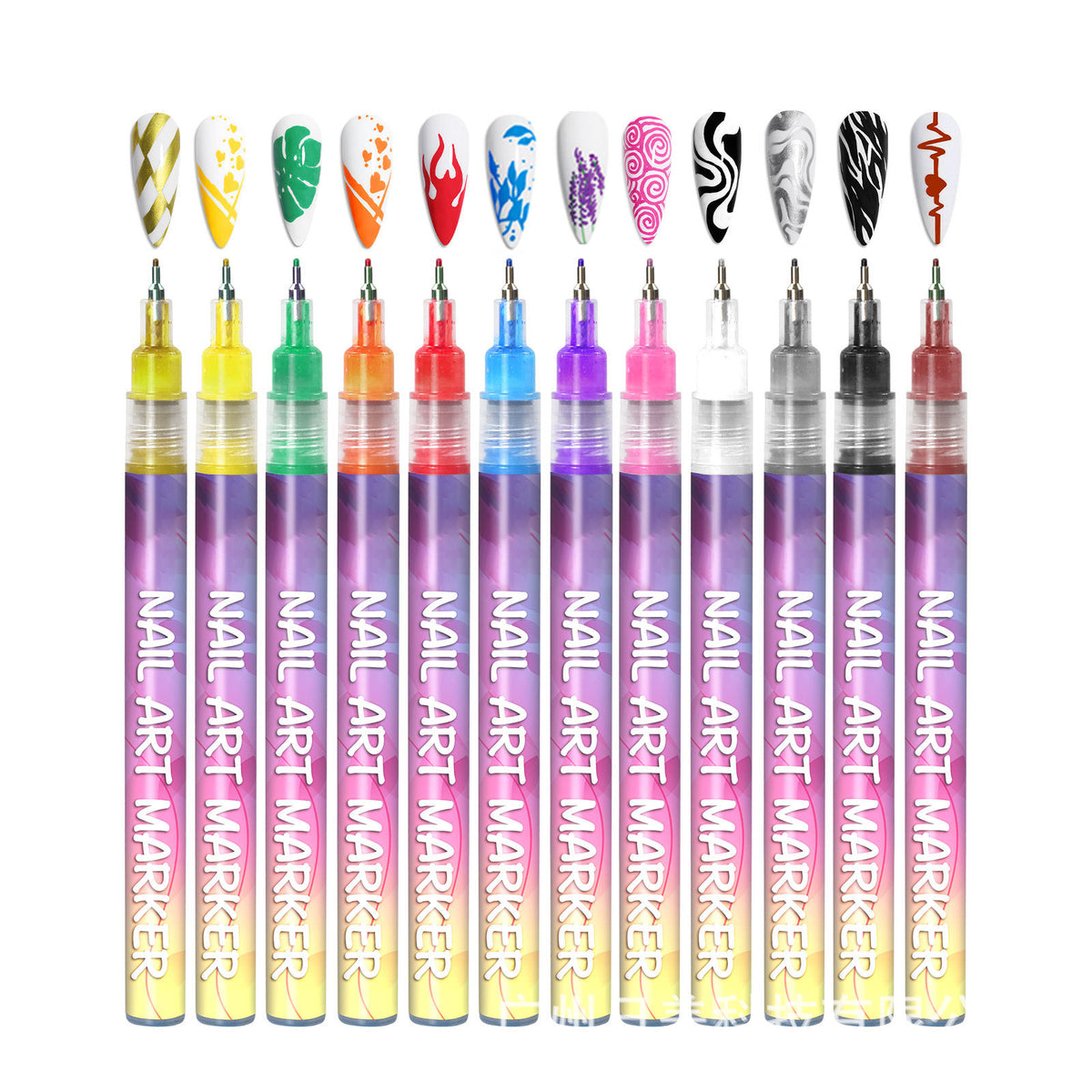 12-Color 0.5mm Ultra-Fine Tip Acrylic Marker Pen Set for Nail Art Painting