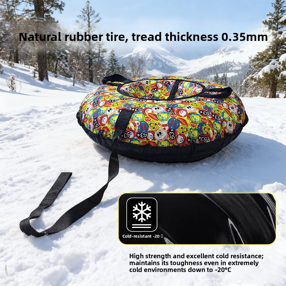 Winter PVC Inflatable Snow Tube with Cloth Cover for Outdoor Sledding and Grass Sliding teemdrop