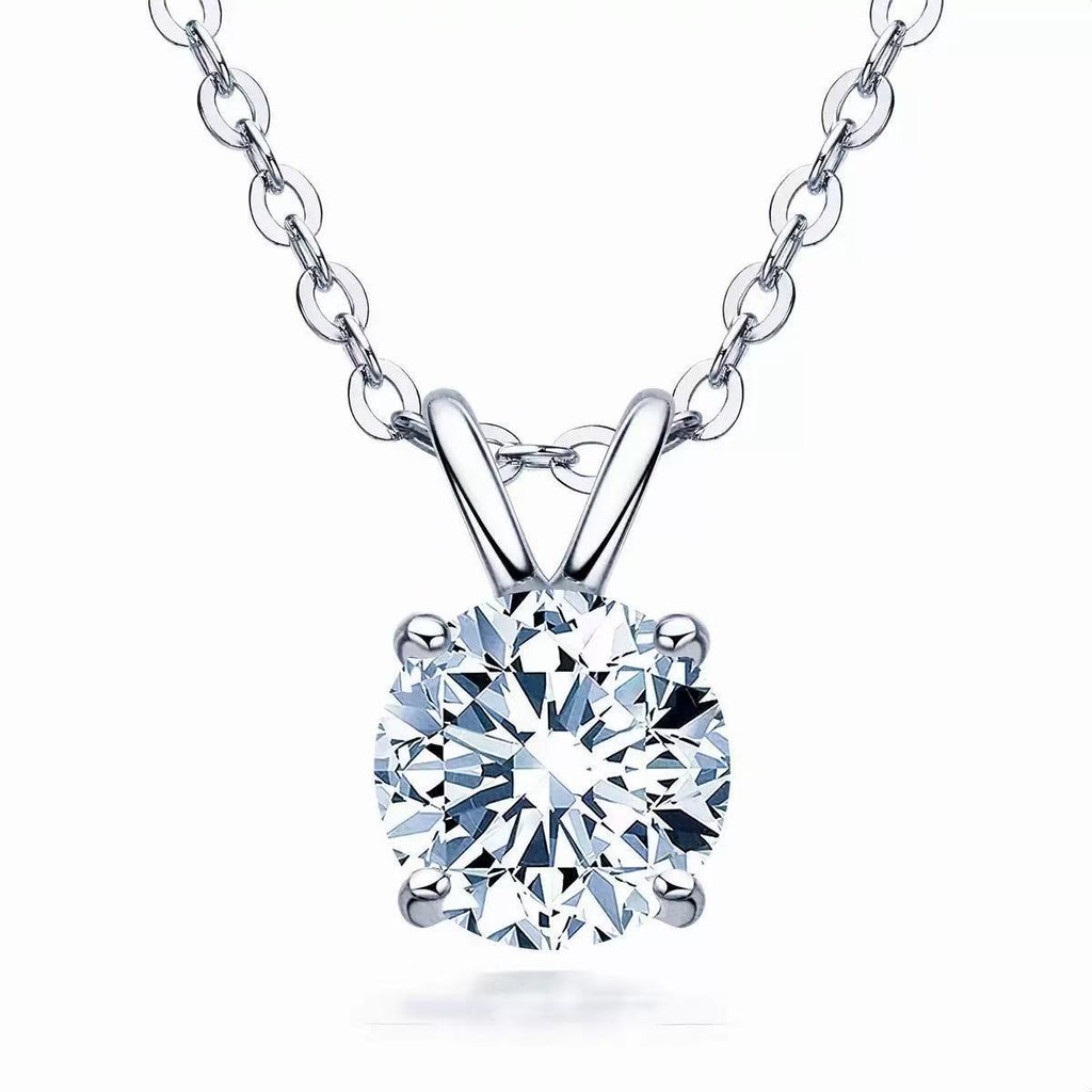 Sparkling Moissanite Pendant Necklace for Women Inlaid Single Diamond Compact Chain Silver Jewelry teemdrop