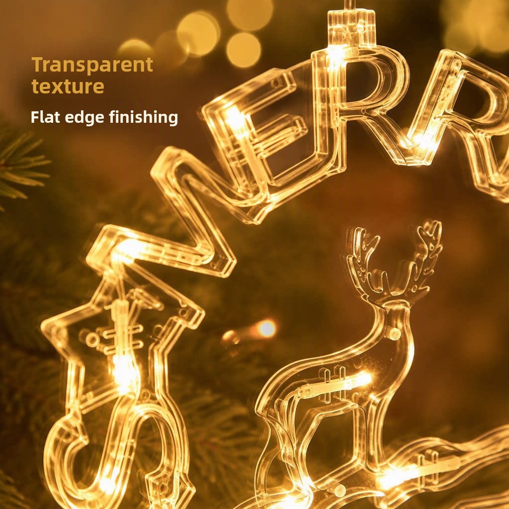 Christmas decoration star-shaped tree wreath luminous suction plate lamp