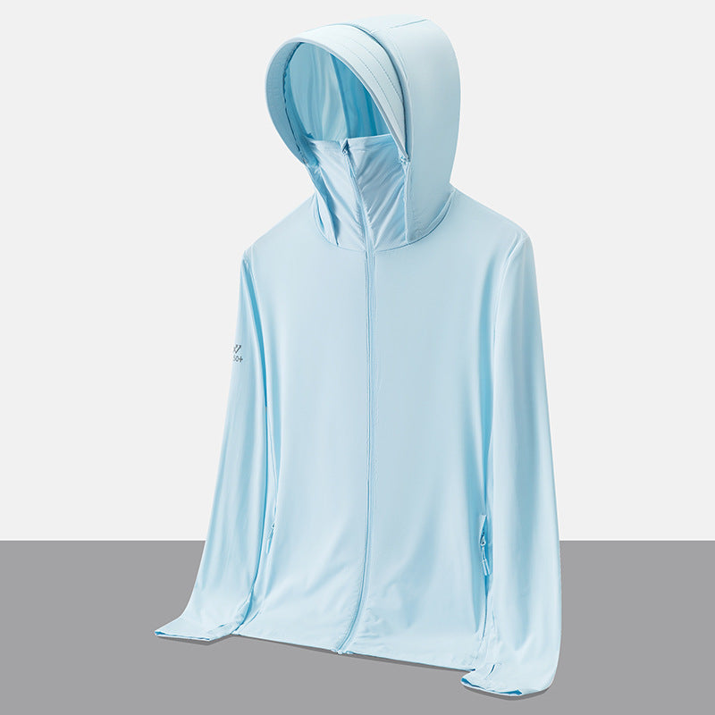 UPF50+ Ice Silk Cooling UV Protection Hooded Jacket Couple Matching Outdoor Sport Coat teemdrop