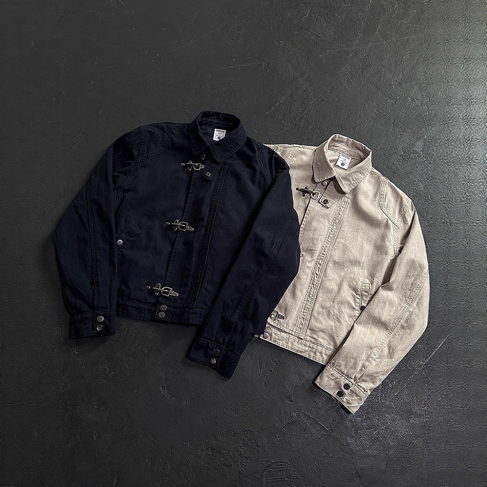 Stand Collar Cotton Canvas Workwear Jacket teemdrop