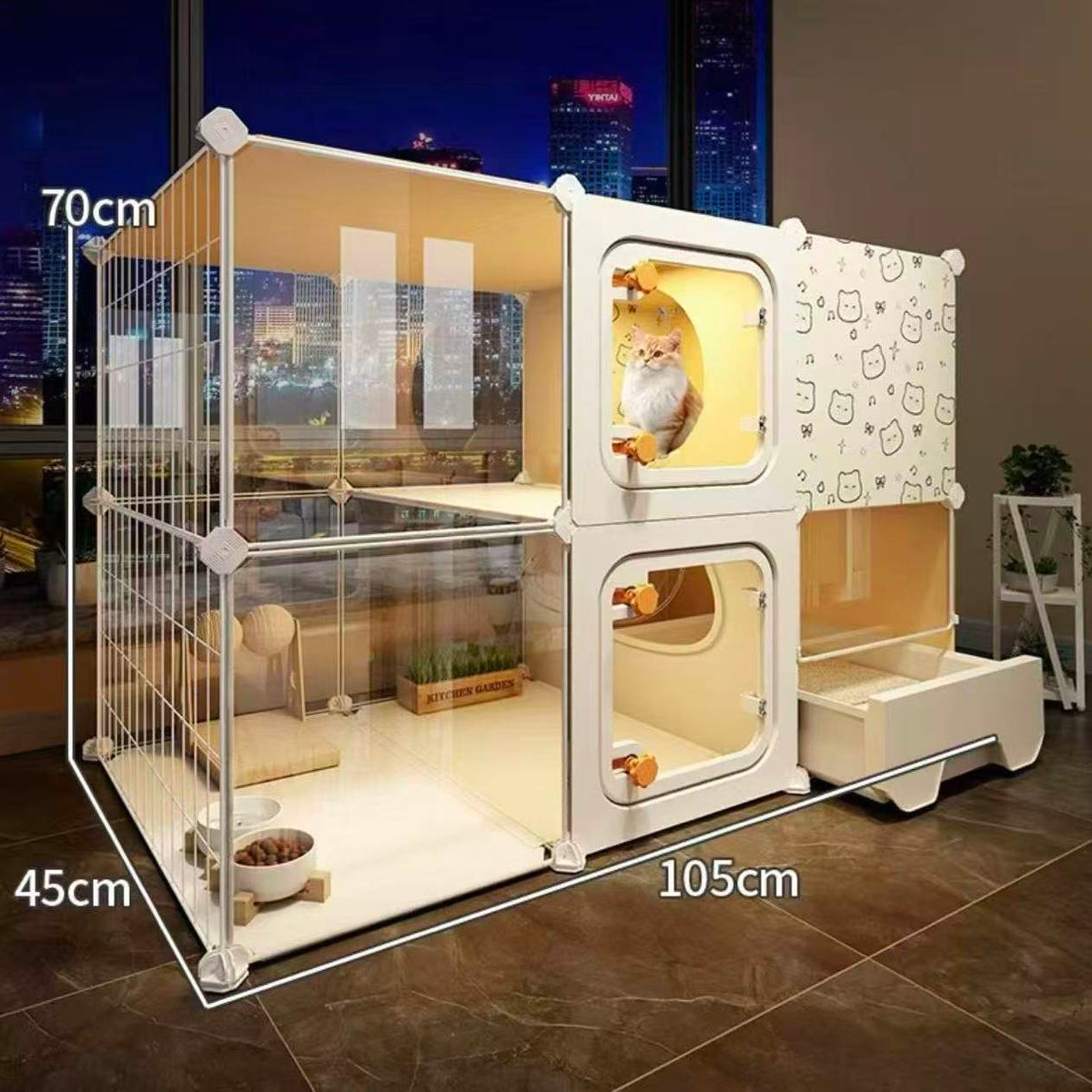 Panoramic Cat Cage Large Free Space Household Indoor