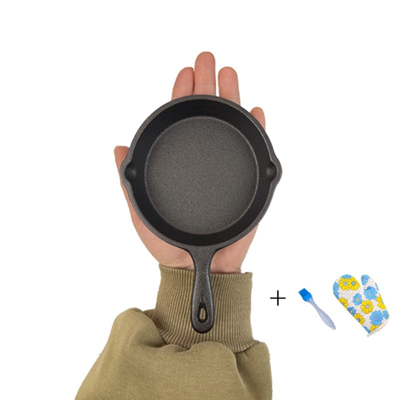 Traditional Cast Iron Flat Bottom Frying Pan teemdrop