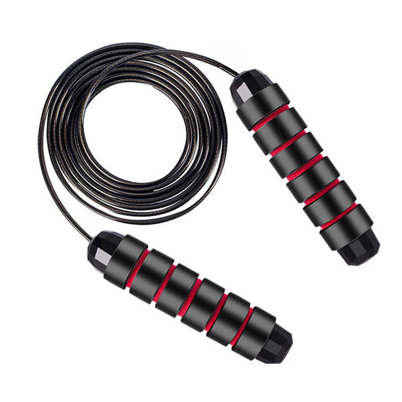 Adjustable Length Steel Wire Skipping Rope with Bearing System for Fitness Training
