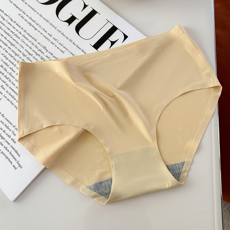 Women Seamless Ice Silk Breathable Mid-Waist Triangle Panties