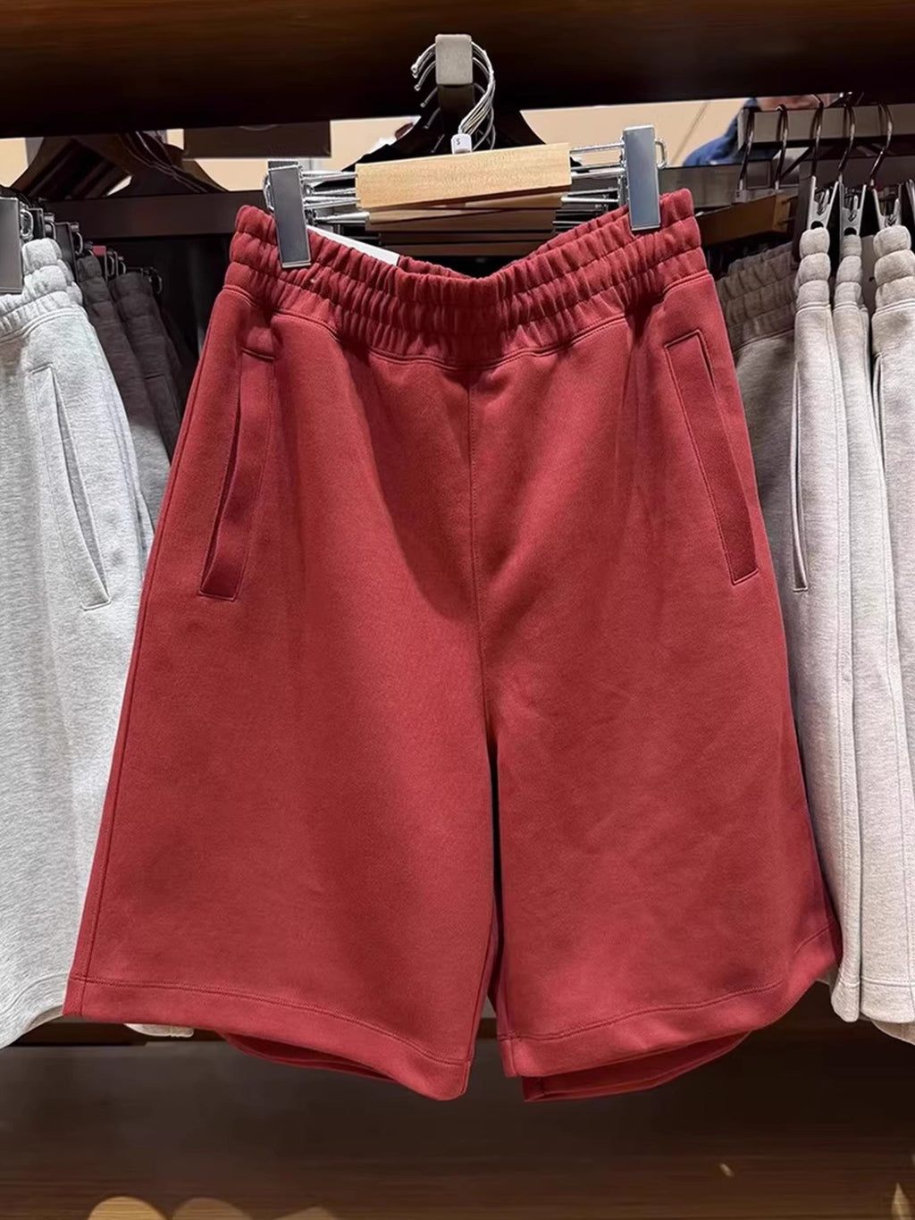 Men Women High Waist Elastic Waistband Cotton Blend Loose Fit Casual Sports Shorts teemdrop