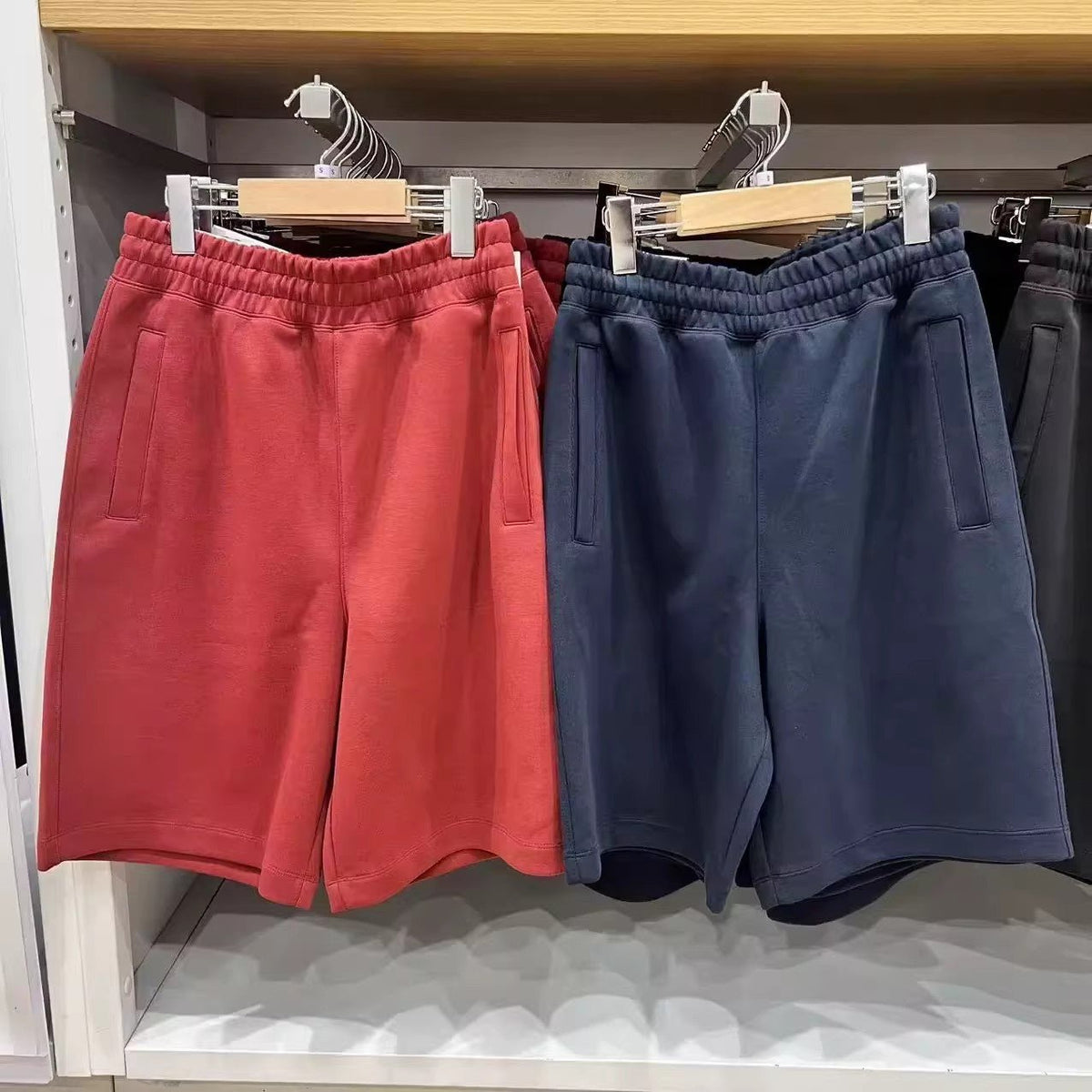 Men Women High Waist Elastic Waistband Cotton Blend Loose Fit Casual Sports Shorts teemdrop