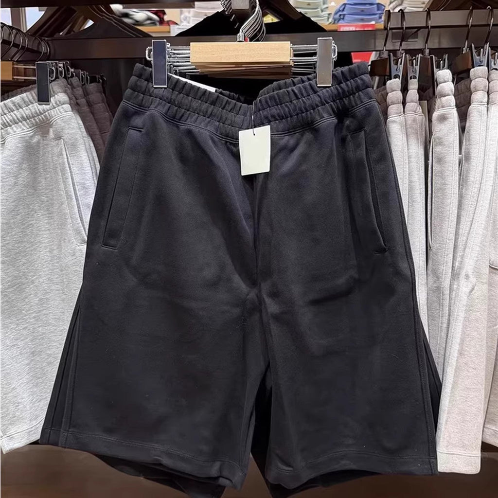 Men Women High Waist Elastic Waistband Cotton Blend Loose Fit Casual Sports Shorts teemdrop