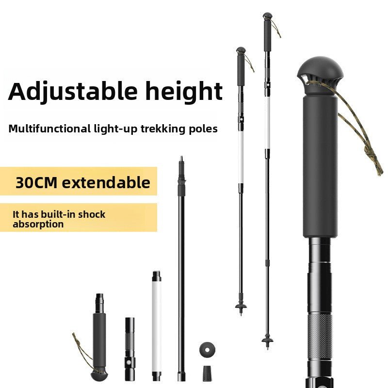 Multifunctional lighting illuminating hiking stick teemdrop