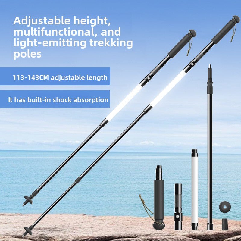 Multifunctional lighting illuminating hiking stick teemdrop