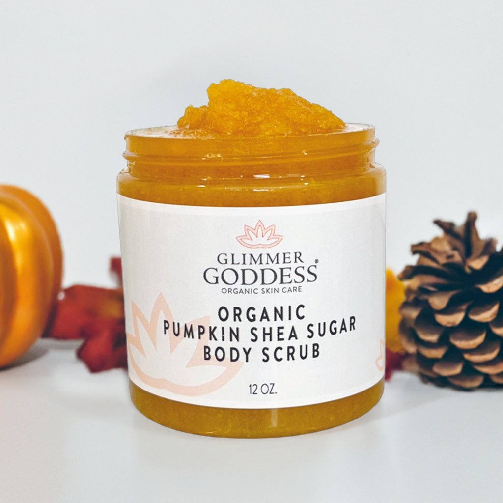 Organic Pumpkin Shea Sugar Body Scrub – Fall Scented Exfoliator DC-Glimmer Goddess®