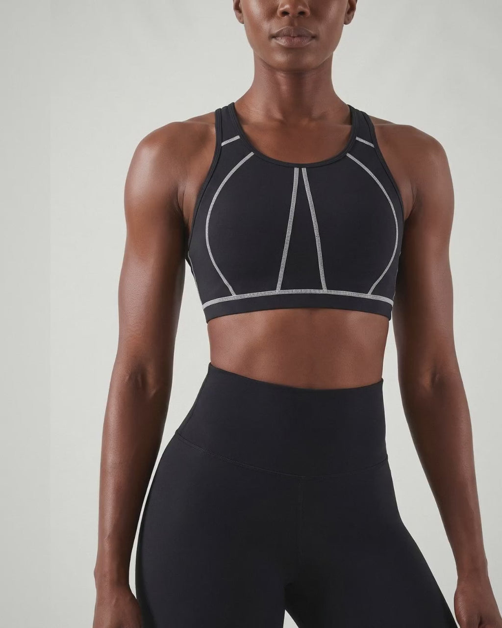 Women's shock-absorbing color-striped sports bra