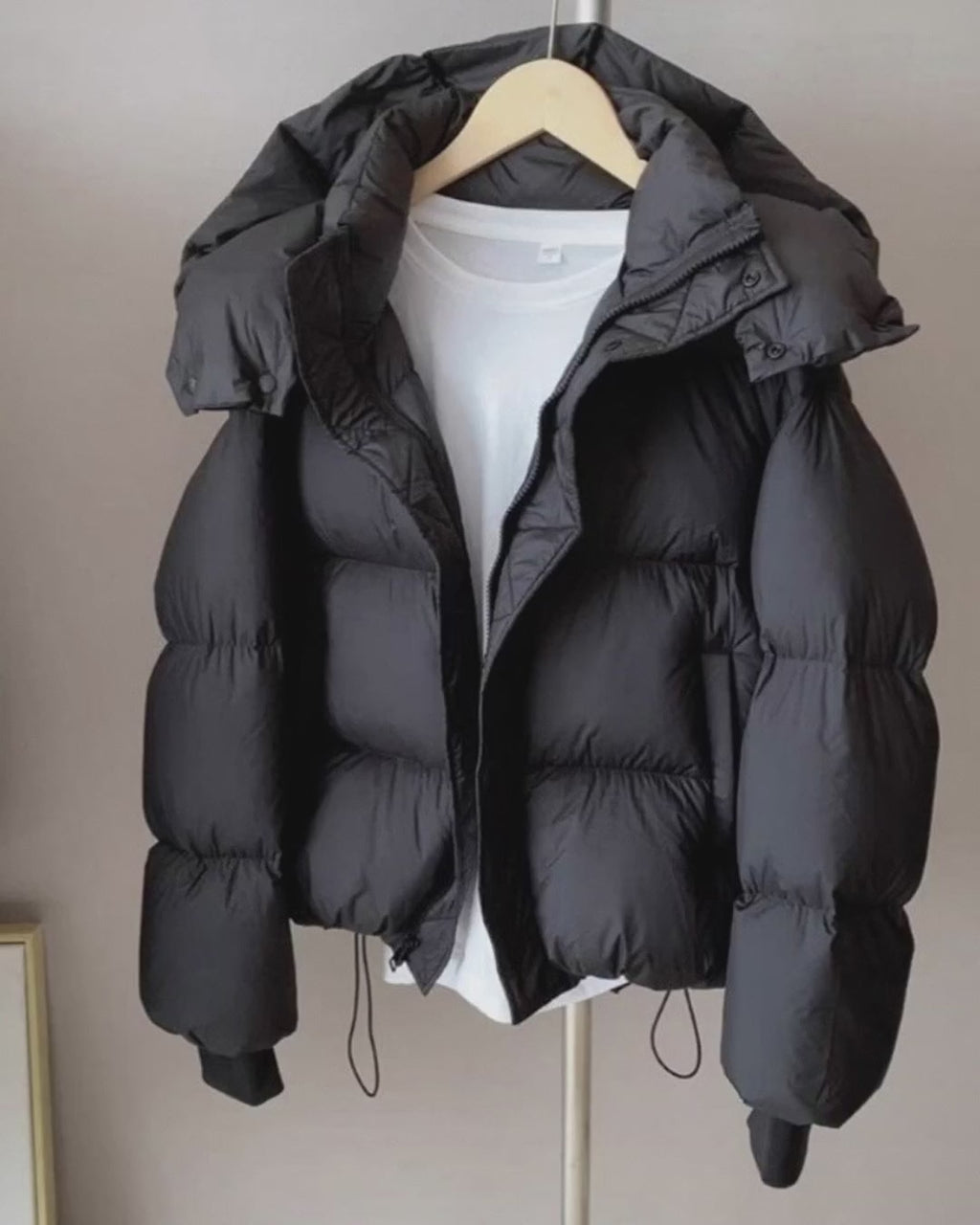 Women's short thick hooded cotton coat