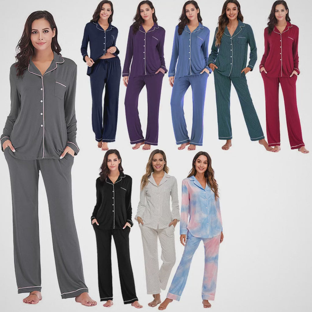 Women's cardigan long-sleeved long pants set pajamas