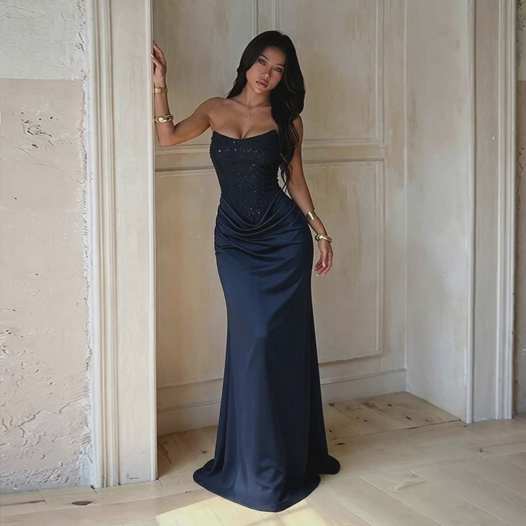 Women's Sleeveless V-Neck Off-Shoulder Slim Fit Party Dress