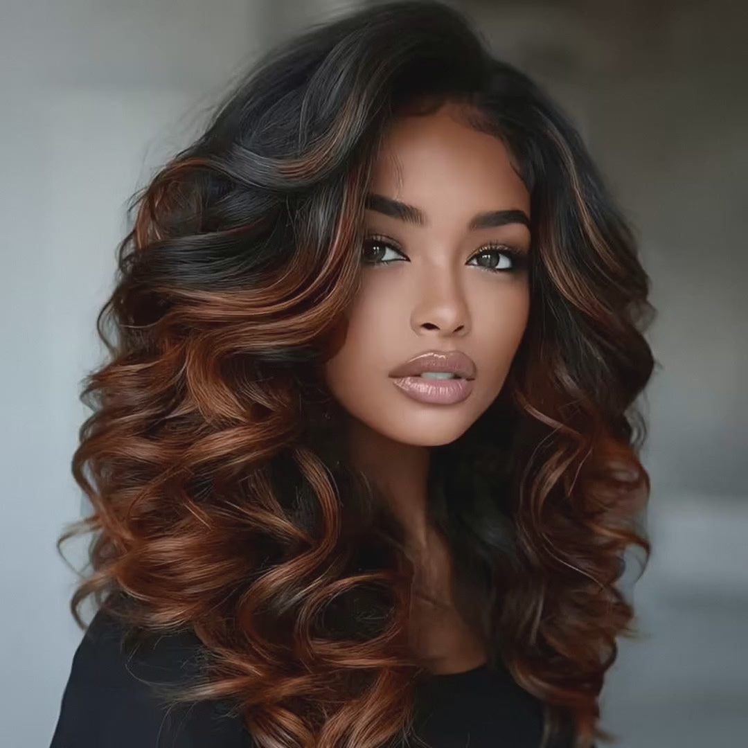 Gradient Middle Part Long Curly Synthetic Wig
