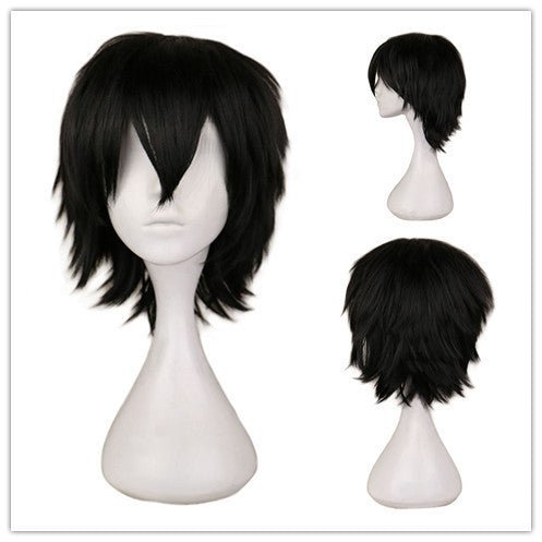 Short Straight Bobo Wig with Oblique Bangs Fluffy Synthetic Full Headgear Hair teemdrop